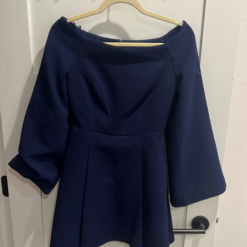Navy off the shoulder dress
